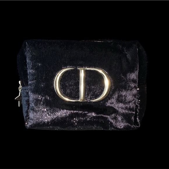 DIOR Limited Black/Gold Velvet Cosmetic Bag/pouch with Gold Logo - Picture 2 of 7